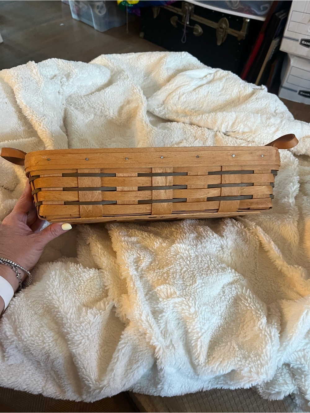 Longaberger bread basket with handles